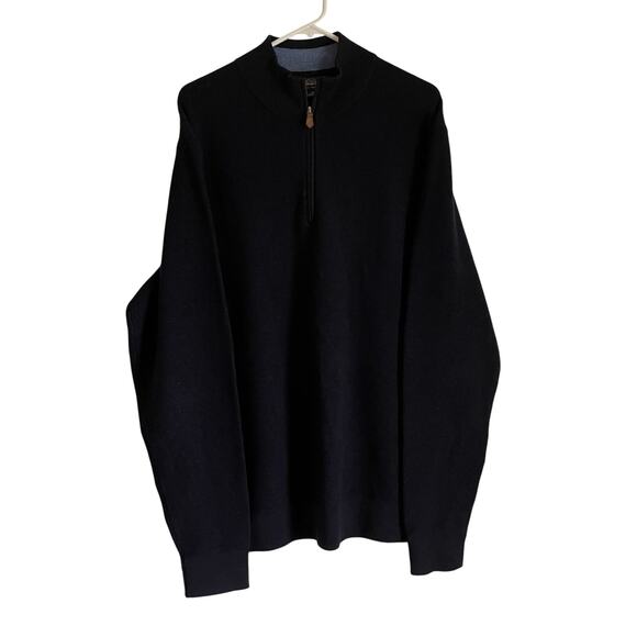 Brooks Brothers 100% Merino Wool SZ XL Navy Blue Quarter Zip Sweater Pullover - Picture 1 of 7